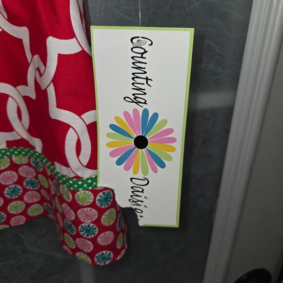 Counting Daisies Girl 3T  Christmas Dress With Polka Dot Bow Ruffle Sleeves 3923 - Picture 6 of 10